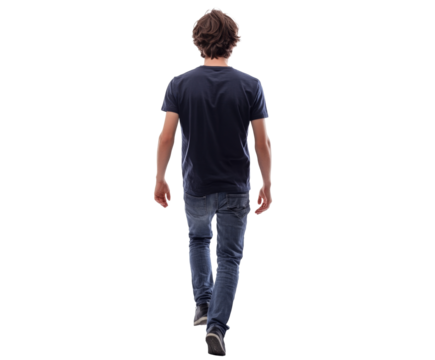 Stylish Man Walking Away - Back View Portrait , isolated on white background PNG