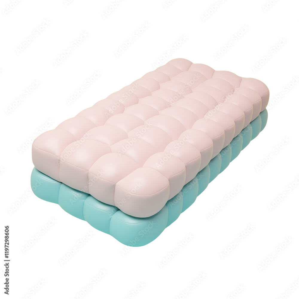 Poster two floating pastel cushions with a repeating rounded shape