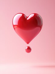 Isolated pink background features a 3D red heart emerging from a speech bubble, ideal for Valentine graphic decorations, romantically rendered.