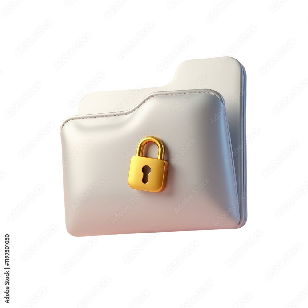 Aufkleber white folder with a golden padlock symbolizing digital security and data protection