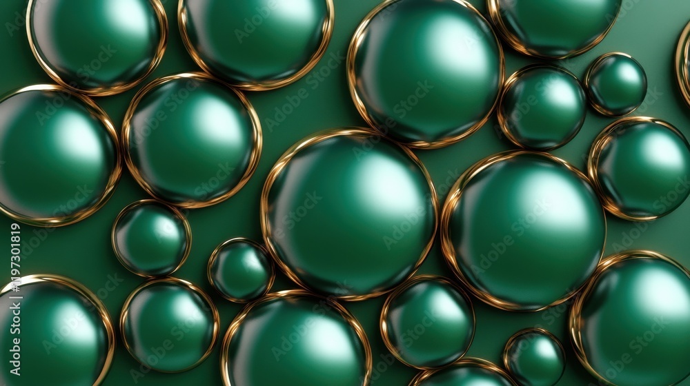 Poster abstract green shiny background with smooth circles
