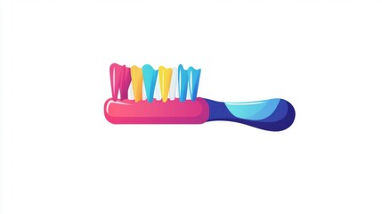 Toothbrush icon with colored toothpaste in flat style isolated on white. illustration.