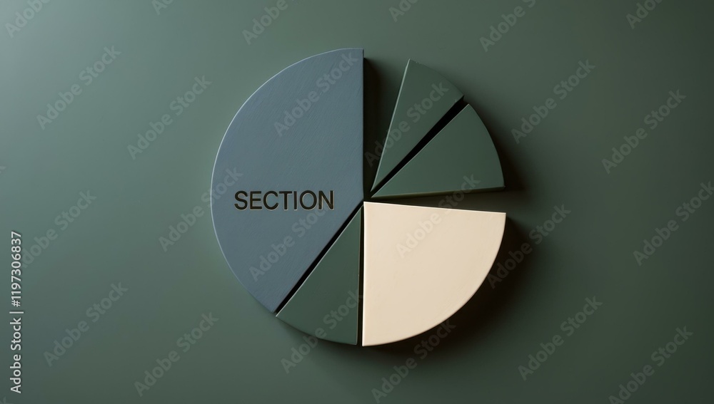 Aufkleber section text title in center and pie chart sector part division segment category in slate ivory army