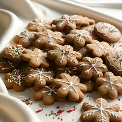 Fototapeta premium Gingerbread cookies on a light background Gingerbread baking concept