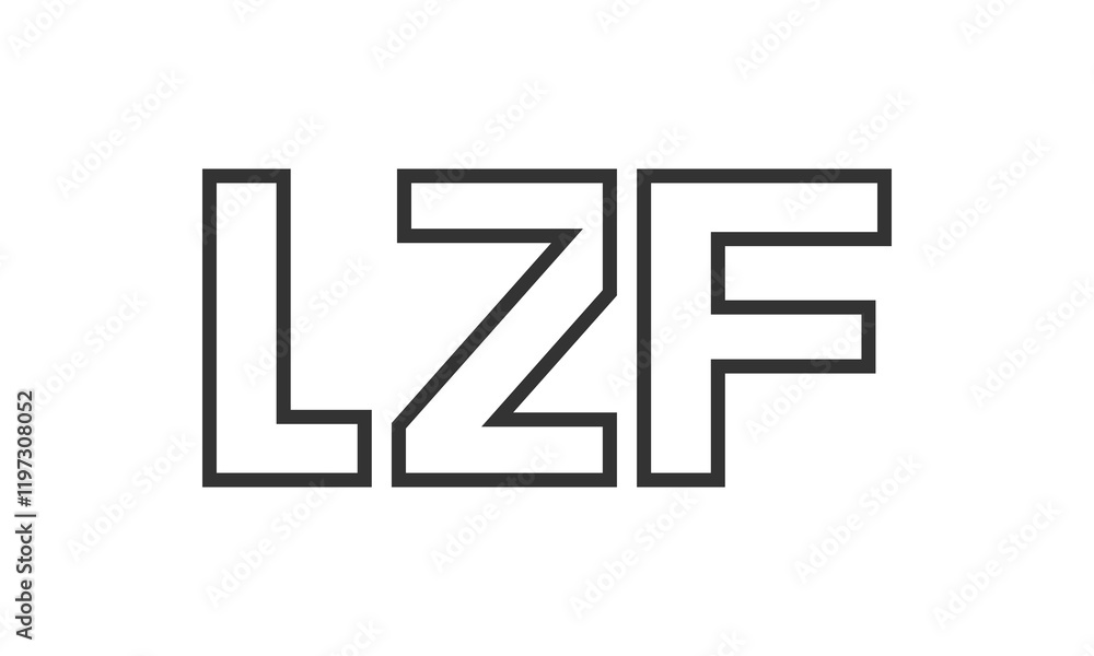 Poster lzf logo design template with strong and modern bold text. initial based vector logotype featuring s