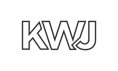 KWJ logo design template with strong and modern bold text. Initial based vector logotype featuring simple and minimal typography. Trendy company identity.