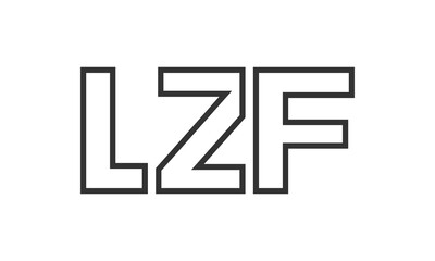 LZF logo design template with strong and modern bold text. Initial based vector logotype featuring simple and minimal typography. Trendy company identity.