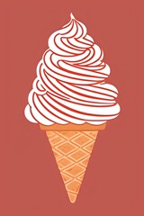 a red background with an ice cream cone