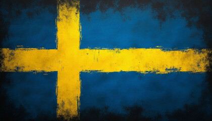 Swedish Flag in Grunge Style, Image for Design Projects