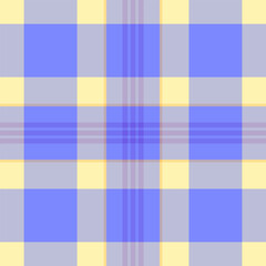 Editable pattern vector fabric, 1940s seamless tartan plaid. Perfection background check texture textile in light and blue colors.