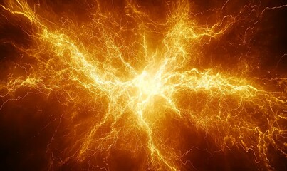 Fiery lightning energy burst on dark background, ideal for power or energy concepts