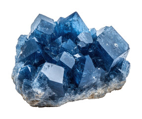 Obraz premium Blue crystal mineral display high fidelity minimalist style close-up view natural beauty isolated on transparent background png