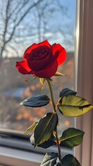 Vibrant Red Rose Close-Up
