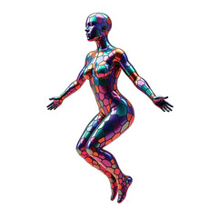 Fototapeta premium dynamic multicolored 3d female figure in a jump