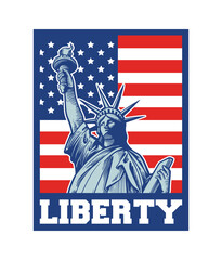 liberty and american flag illustration