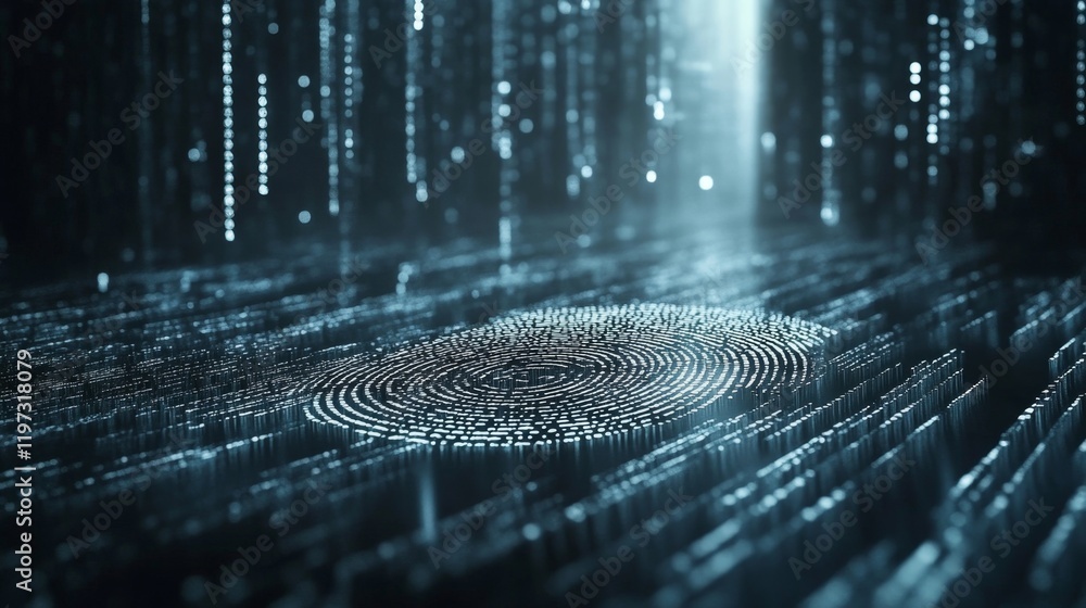Aufkleber ominous digital fingerprint flowing through a stream of data