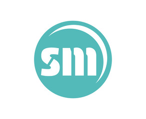 SM sport emblem or team logotype. Ball logo with a combination of Initial letter S and M for balls shop, sports company, training, club badge.