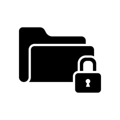 A black folder icon with a white padlock symbol