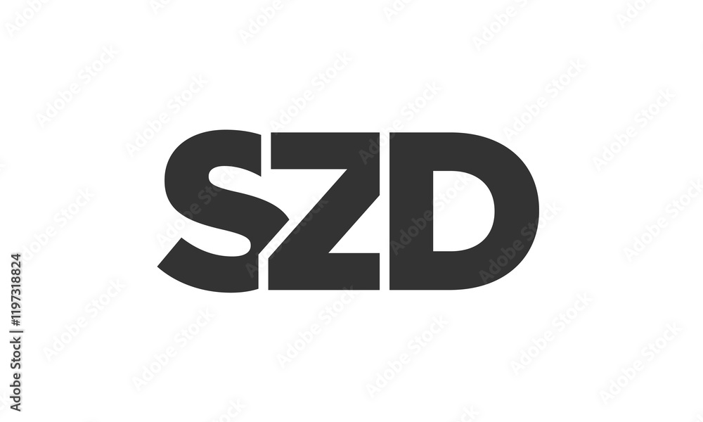 Poster szd logo design template with strong and modern bold text. initial based vector logotype featuring s