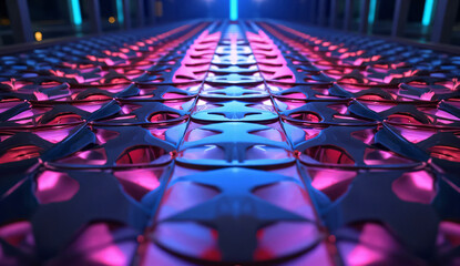 Hexagonal abstract metal background with light