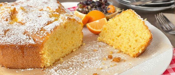 Homemade orange cake | A slice of orange cake with natural juice | Orange Loaf Cake | Delicious fruit cake, Fresh orange juice
