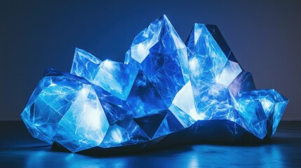 Creative glowing blue polygonal wallpaper. Science and technology concept. 3D Rendering.