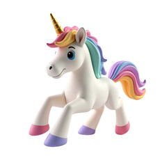 Naklejka premium charming 3d-rendered pastel unicorn with a rainbow mane and tail