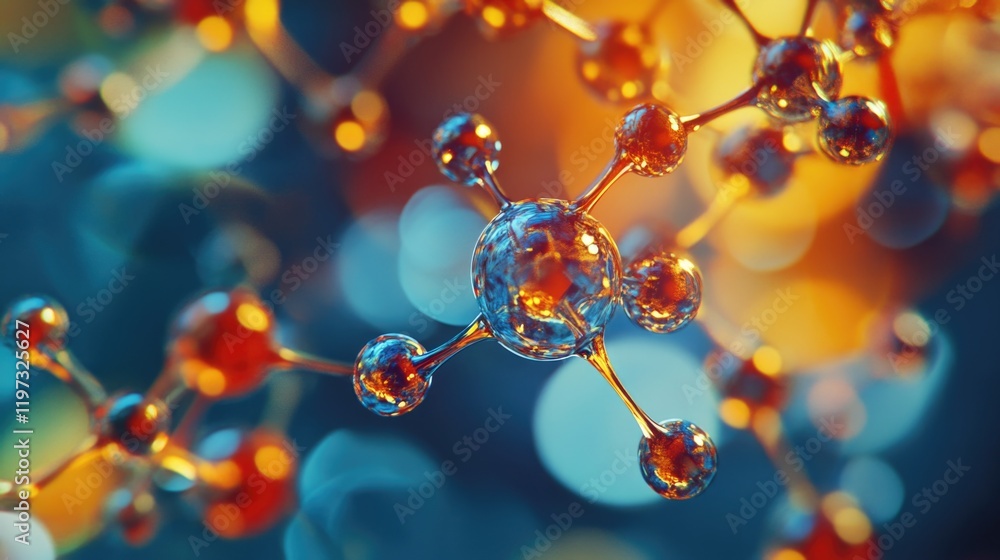 Poster molecular structure of a scientific element, beautifully rendered in 3d. featuring a close-up view, 