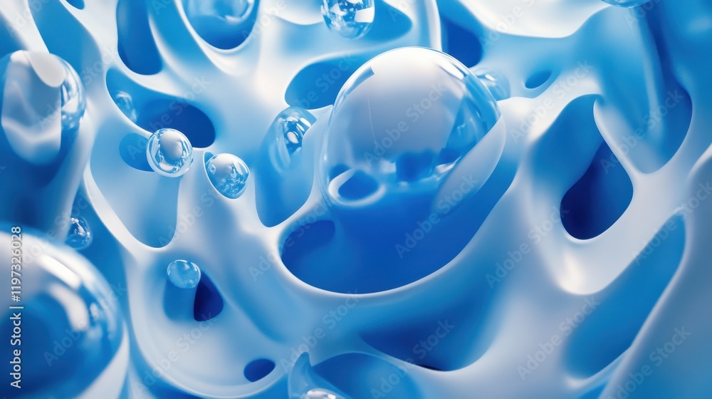 Poster digital blue geometric figures at abstract technology background. 3d rendering