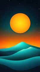 Fototapeta premium Flat graphic of a mountain peak with smooth gradient colors, outdoor minimalist concept