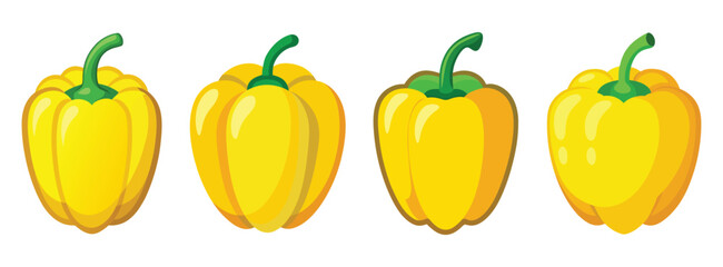 set of yellow capsicum isolated on white