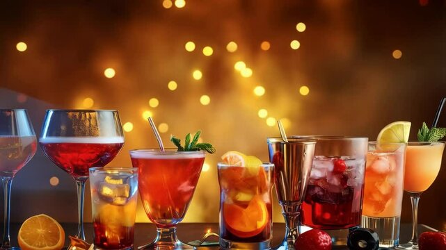 tasty colorful cocktails on the bar table