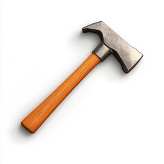 High-Quality Image of a Classic Hammer with a Wooden Handle and Steel Head on a White Background for Craft and DIY Projects
