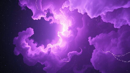 Fototapeta premium A vast expanse of purple gas and dust in a starry sky with twinkling stars and stardust , star field, galaxy