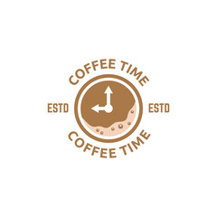 Simple coffee time flat logo illustration.