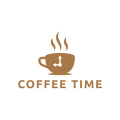 Simple coffee time flat logo illustration.