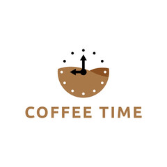 Simple coffee time flat logo illustration.