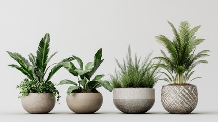Obraz premium Indoor plants in varying sizes of pottery pots