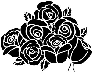 bouquet illustration romantic silhouette rose logo beautiful icon flower outline floral red nature valentine blossom plant wedding love spring shape or vector graphic background