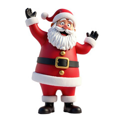 Fototapeta premium cheerful santa claus in a red suit welcomes with raised arms