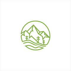 Mountain logo with Pine Tree vector