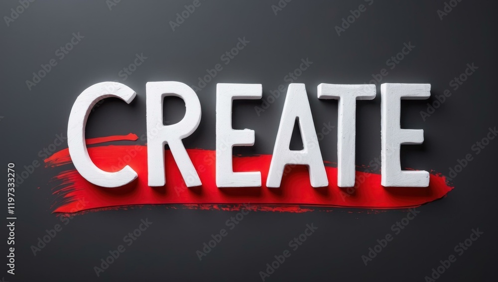 Aufkleber create text title in center and brush craft invent design build develop in charcoal white vibrant re