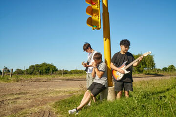 Musician Playing Guitar at Outdoor