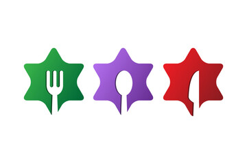 Polygon stars restaurant menu logo design. 