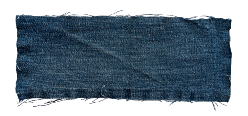 Piece of torn denim on a white background. Denim texture