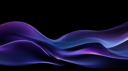 Obraz premium A sleek, modern abstract background with soft curves and gradients in shades of blue and purple against a black backdrop