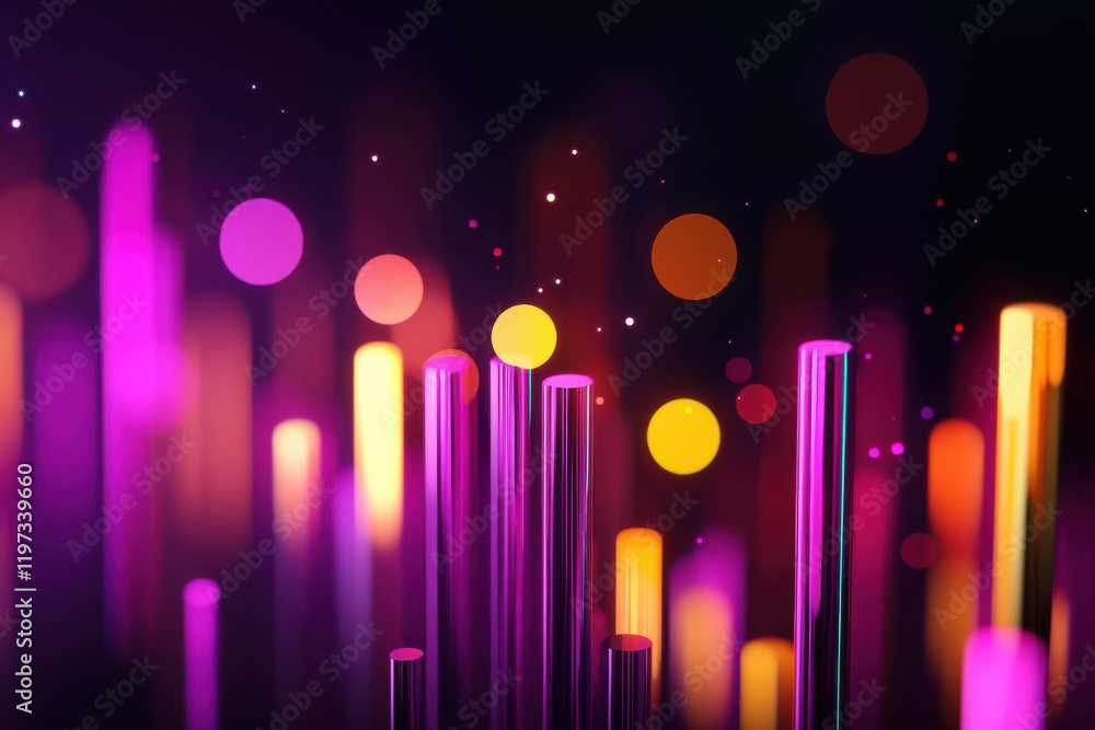Poster a vibrant display of colorful vertical lines and bokeh effects creates a lively, dynamic atmosphere 