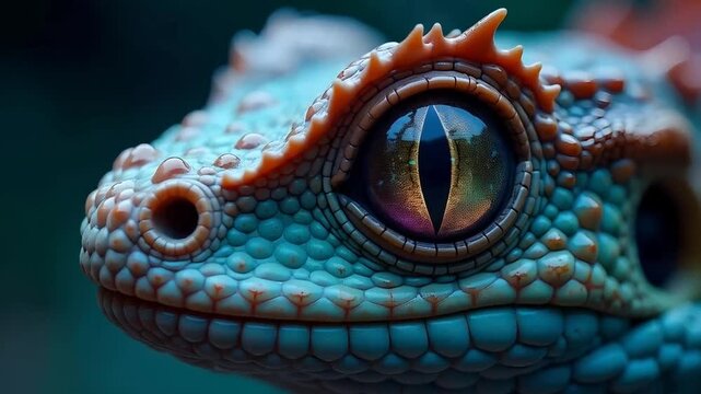 Reptilie eye, the iris is purple, green, and gold