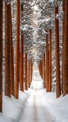 Snowy Pine Forest in Winter
