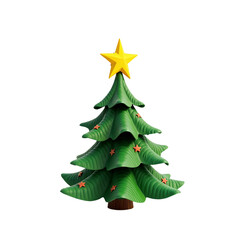 Obraz premium 3d rendered cartoon christmas tree with copper stars and a yellow star on top